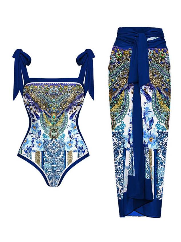 One Piece Swimsuit Chiffon Skirt Two-piece set